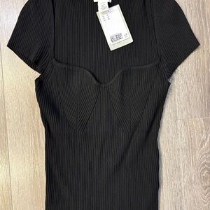 H&M Black Ribbed Body con ribbed sweater.